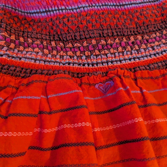 134.Roxy Red Strapless Dress with Patterned Bodice - Picture 4 of 4